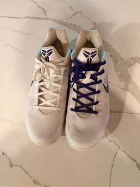 Kobe 9s Men's White Basketball Shoes with Purple Accents